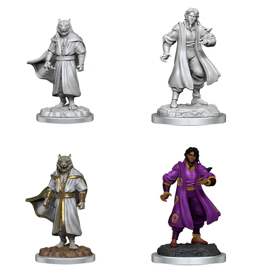 Critical Role Unpainted Minis: Male Sorcerer Merchant and Tiger Demon