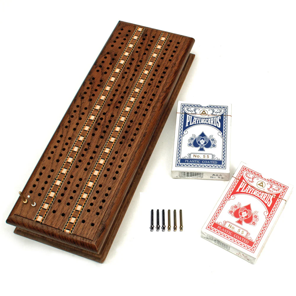 Cribbage Set Solid Oak Stained Set