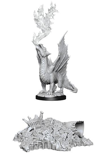 Nolzur’s Marvelous Miniatures: Gold Dragon Wyrmling & Small Treasure