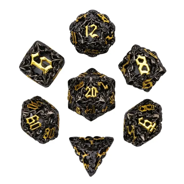 Hollow Black/Golden Metal Dragon & Flower