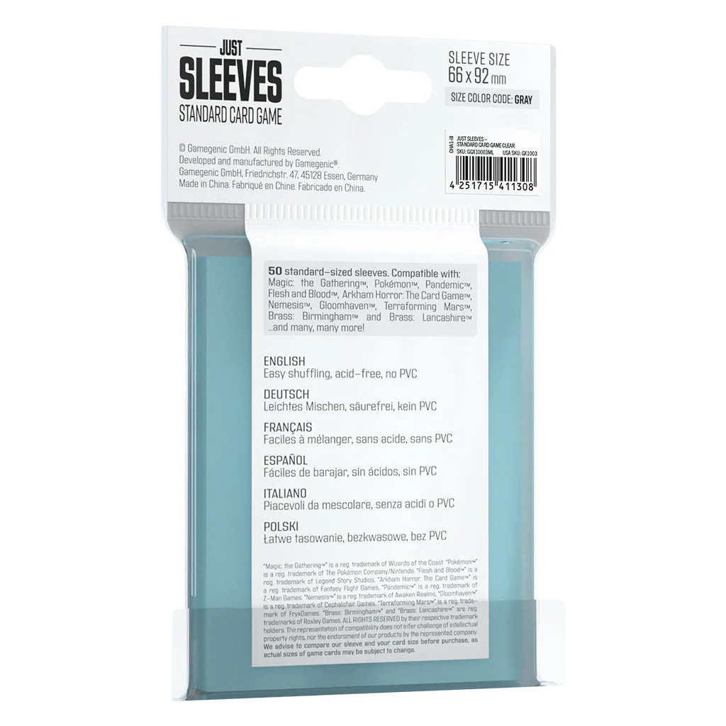 Just Sleeves Standard Card Game Sleeves - Clear (50ct) - Image 2