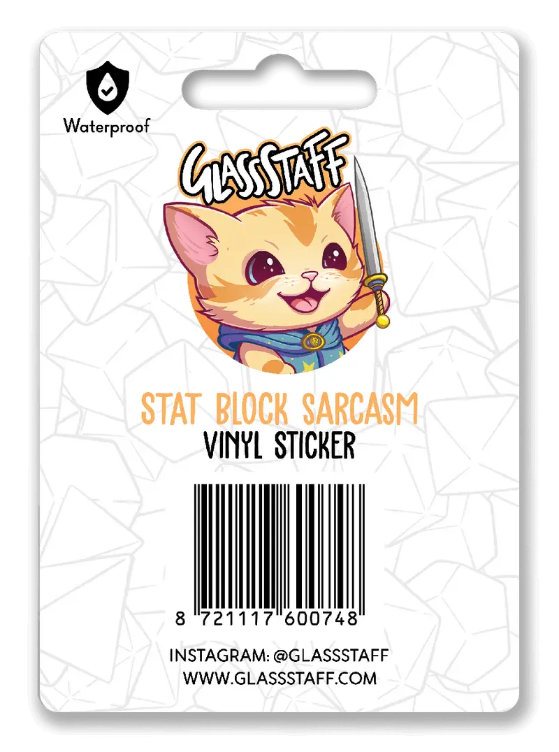 Sarcasm Stat Block Waterproof Sticker - Image 2
